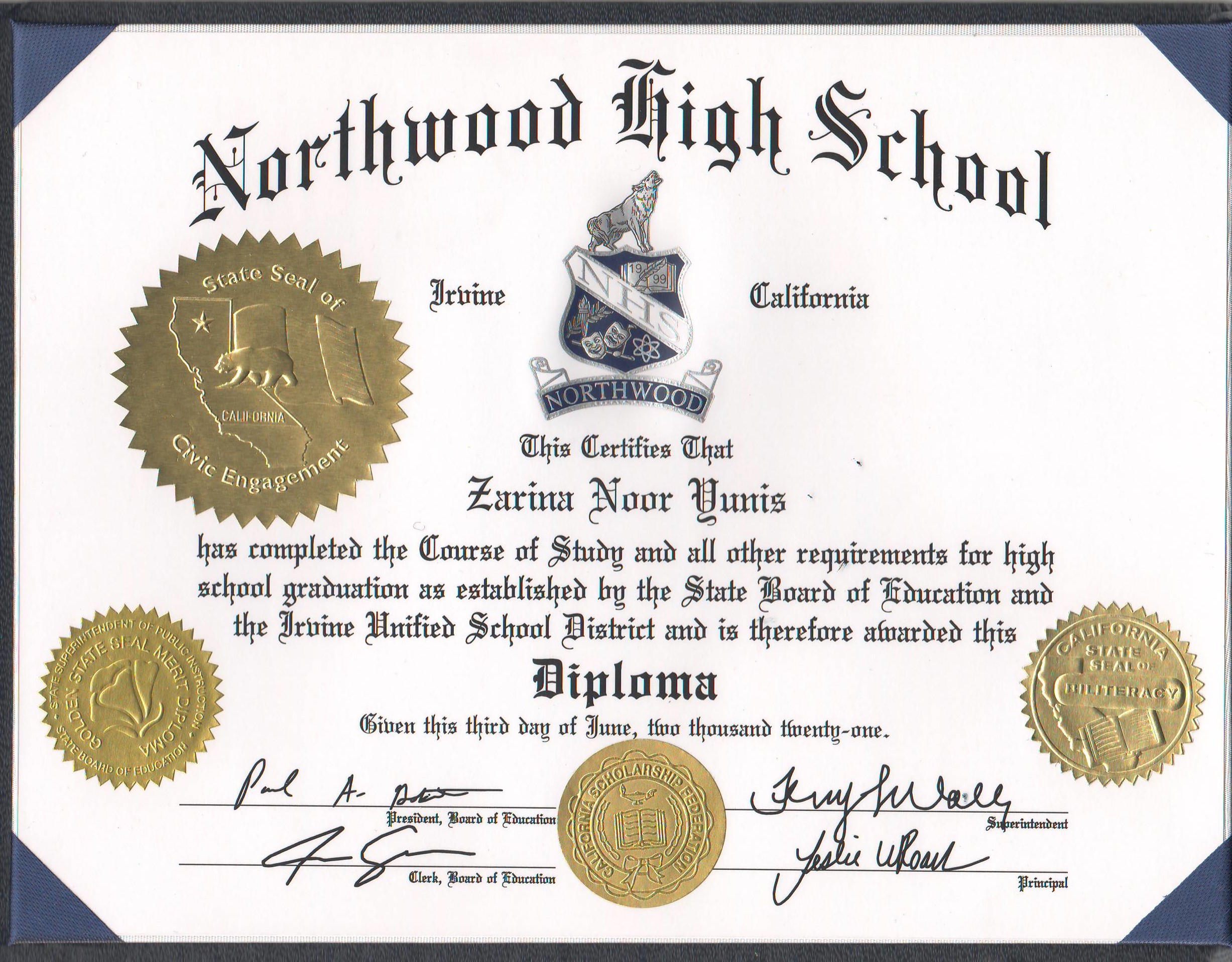 HS Diploma with Seals