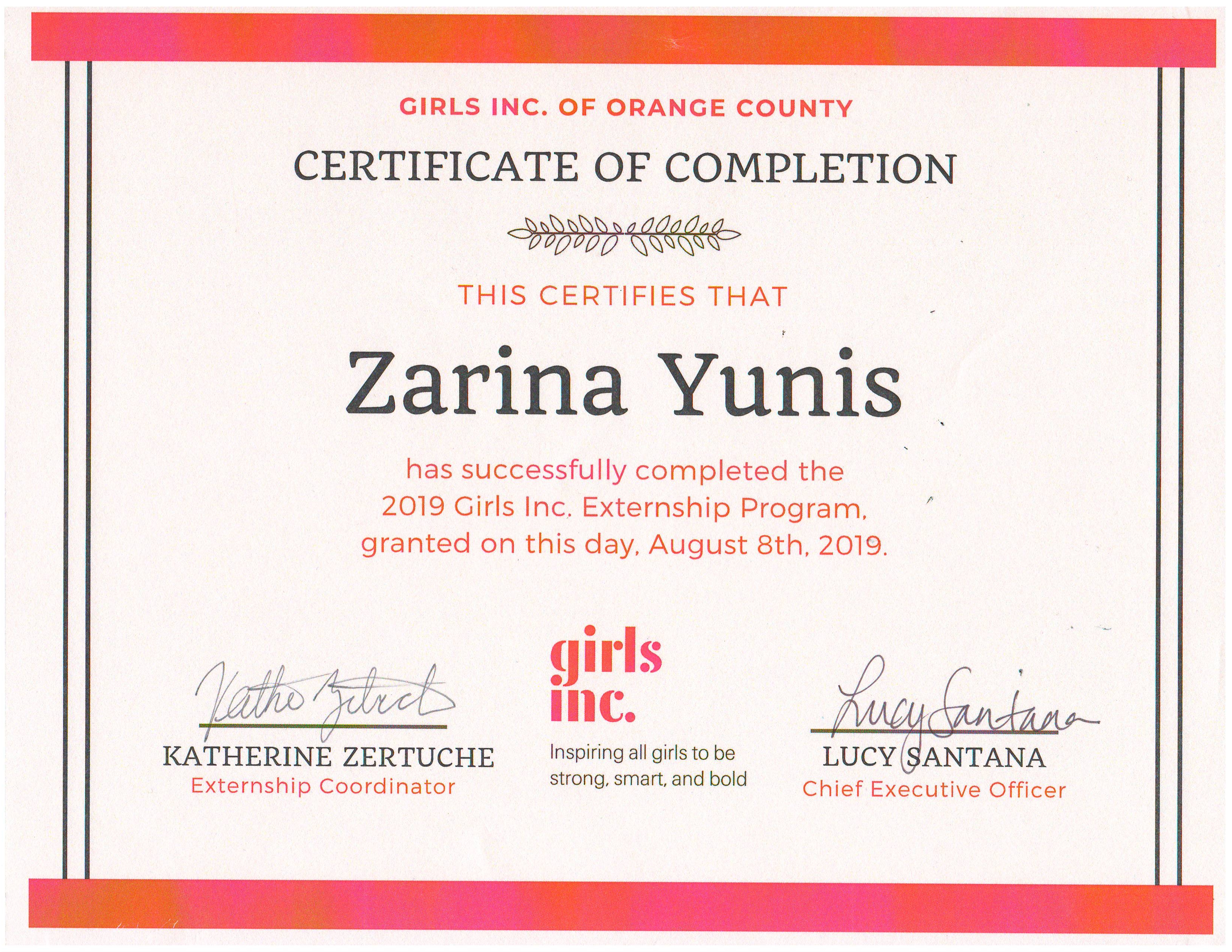 girls inc certificate 8.2019
