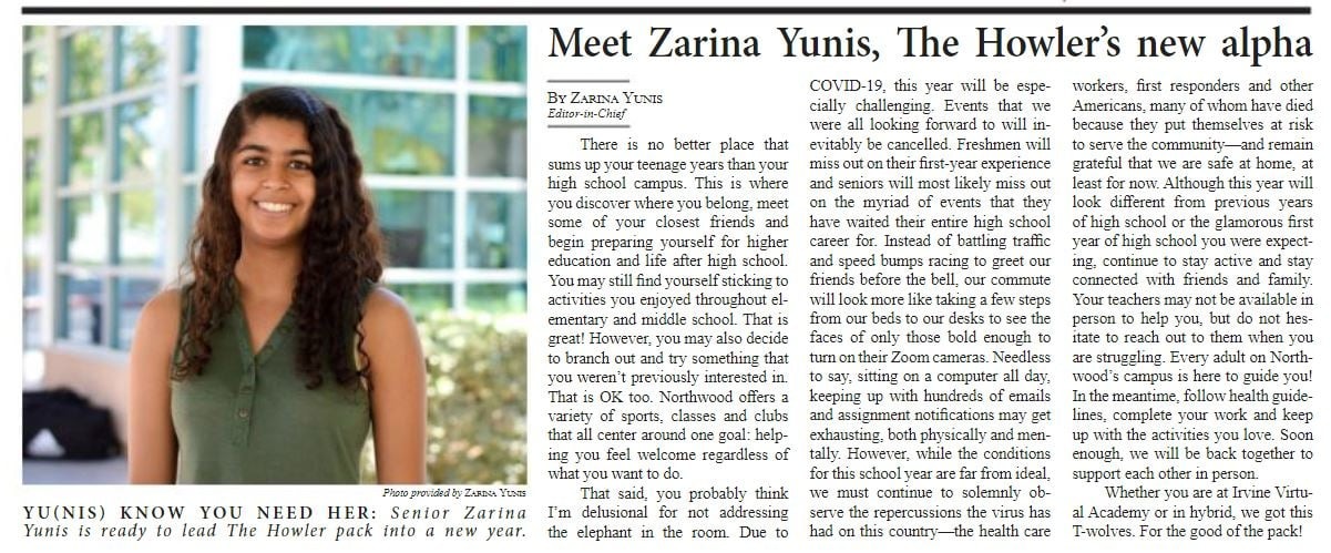 Zarina Yunis Editor in Chief